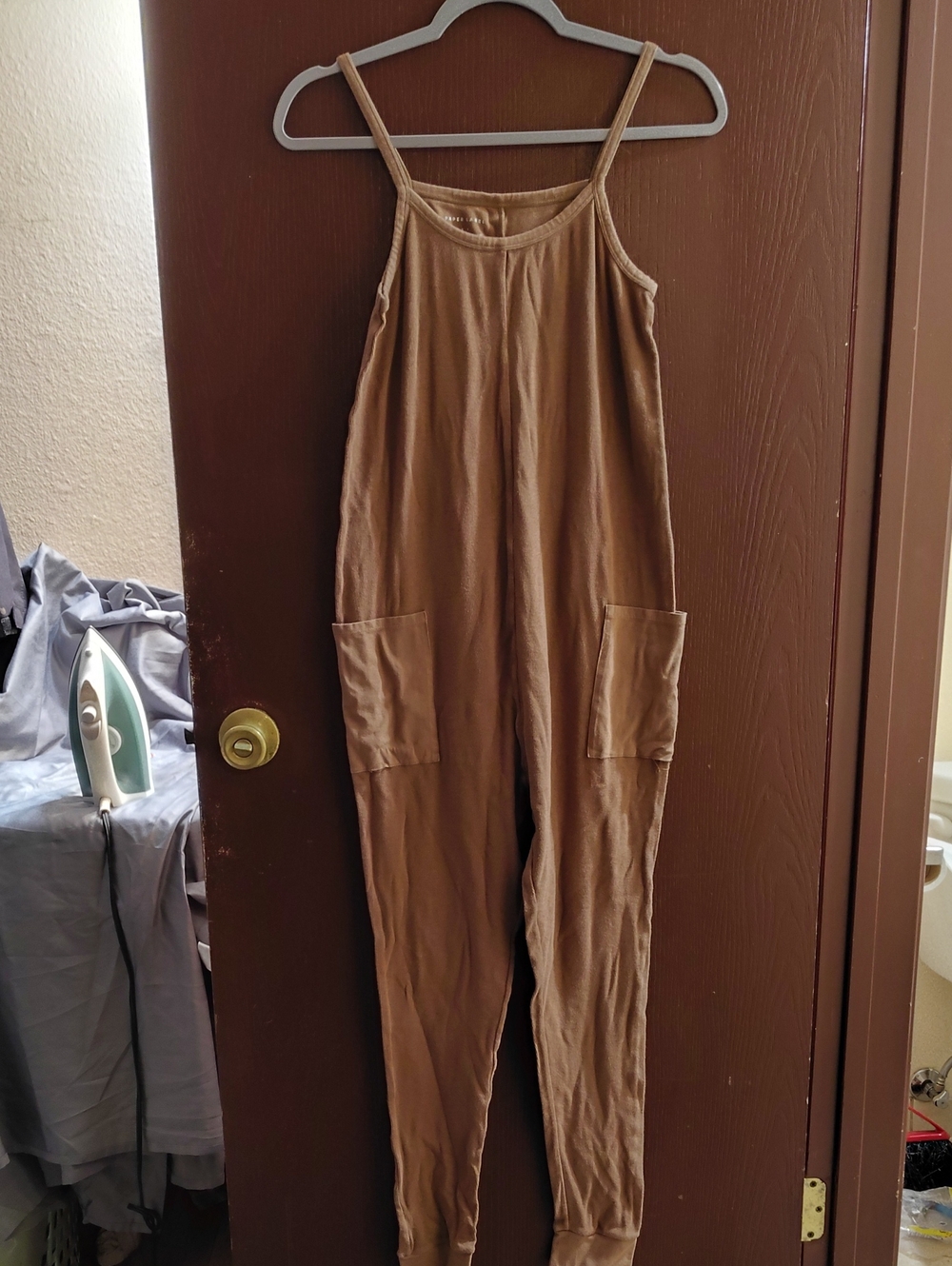 Women’s Brown Sleeveless Cargo Jumpsuit